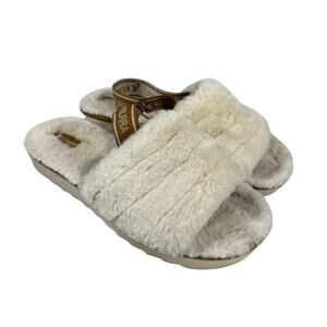 Koolaburra by UGG Natural Fuzz'n ll Women's 11 Cream Slingback Furry Slippers